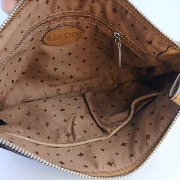 Fossil VTG MADDOX Shoulder Bag In Light Brown Leather 90's Y2K Style ZB5300 - Picture 7 of 7